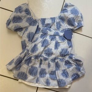 Blue Seashell Patterned Mini Dress